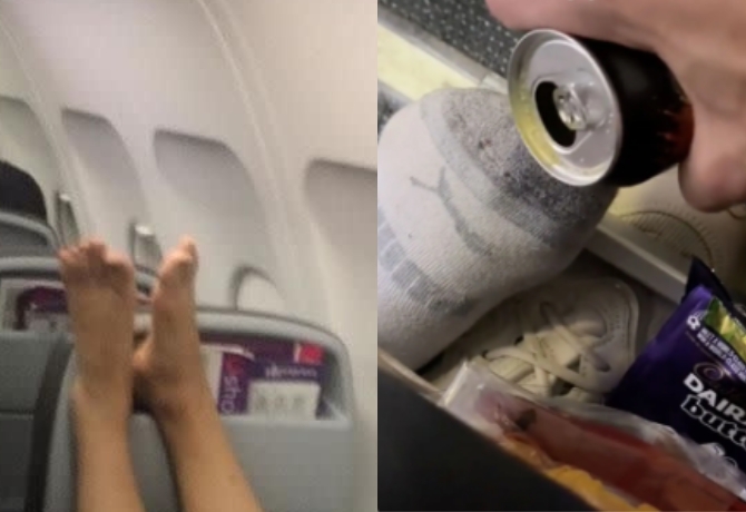 In-Flight Showdown: Fed Up Man Takes On ‘Smelly Feet’ Passenger, Drenches Her in Drink!