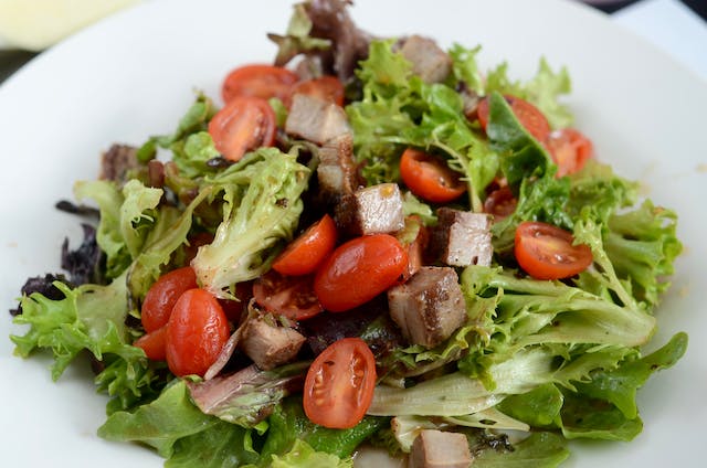 Plate with Marinated Cucumber Onion, and Tomato Salad